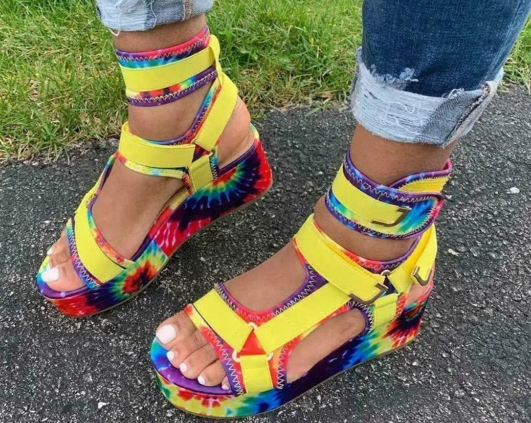 Graffiti Art Platform Sandals