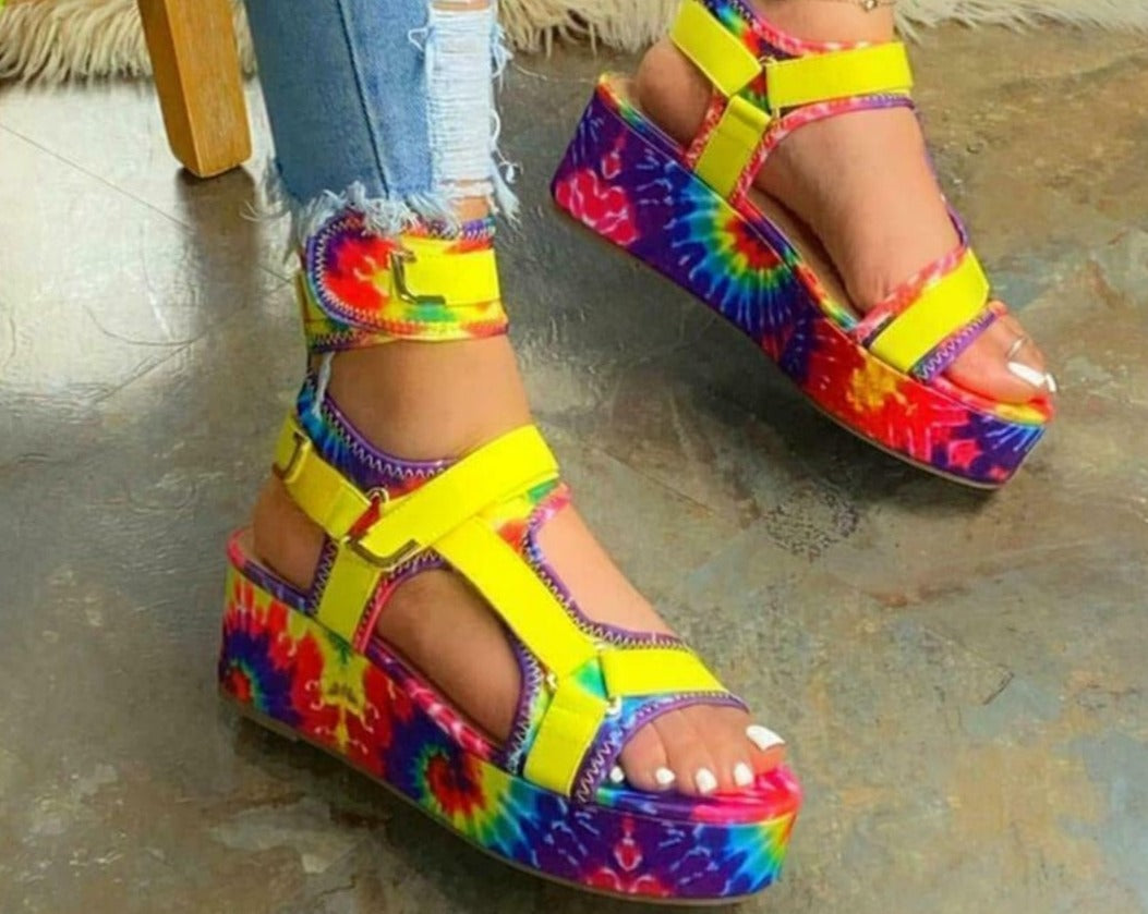 Graffiti Art Platform Sandals