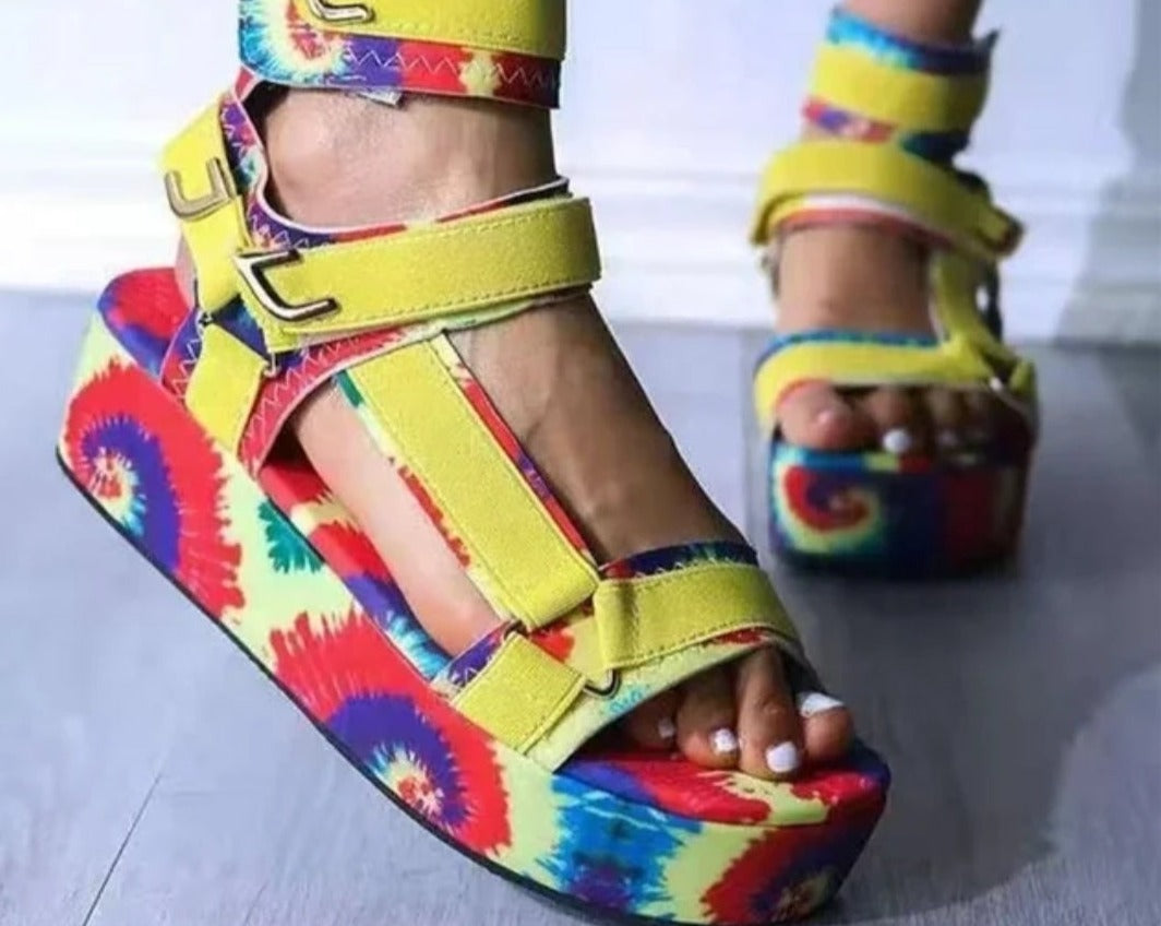 Graffiti Art Platform Sandals